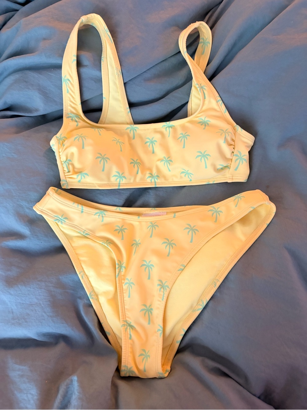 Stoney Clover Lane Yellow Bikini Set with Aqua Palm Print